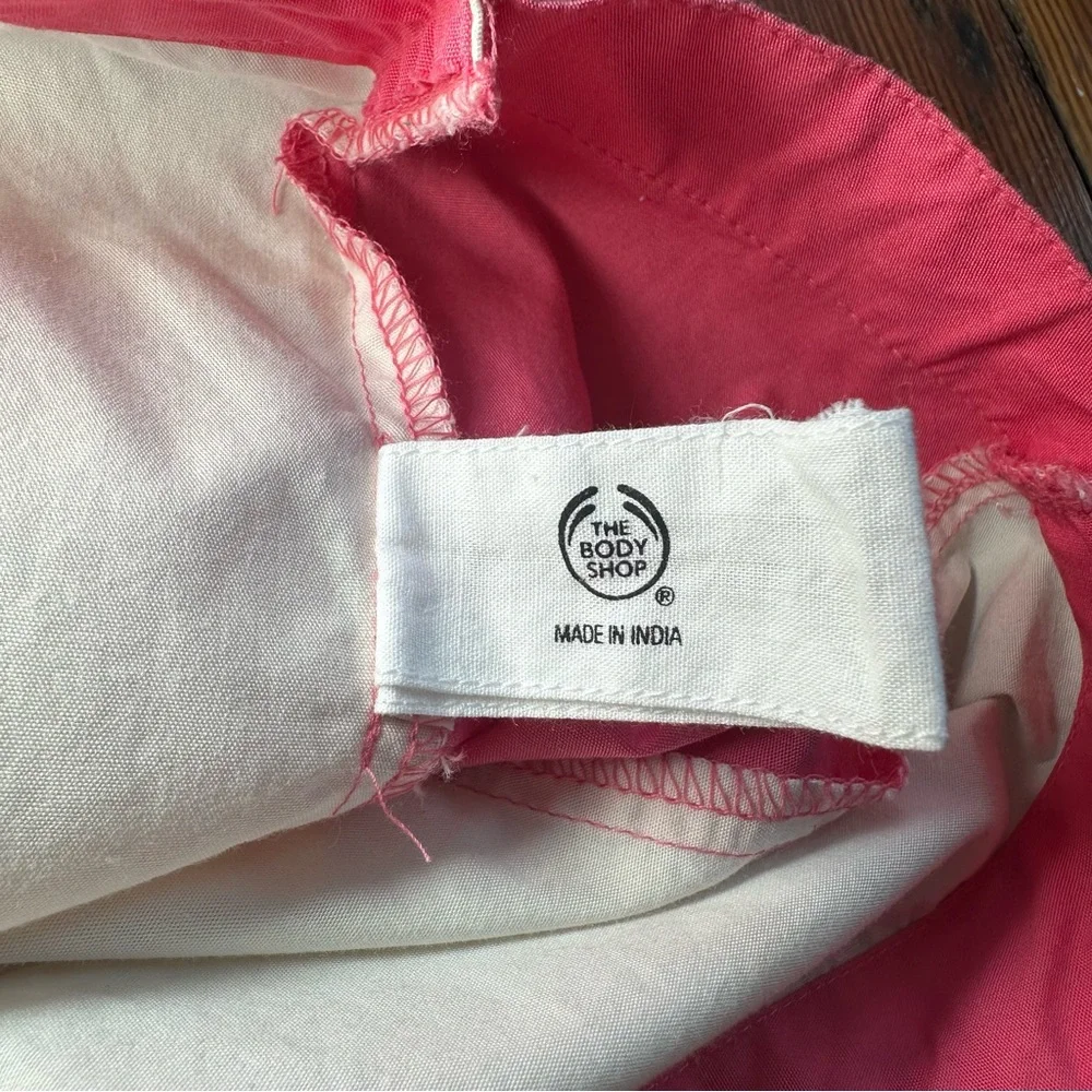 2008 The Body Shop cotton pink & white face tote bag 3x13.5x15